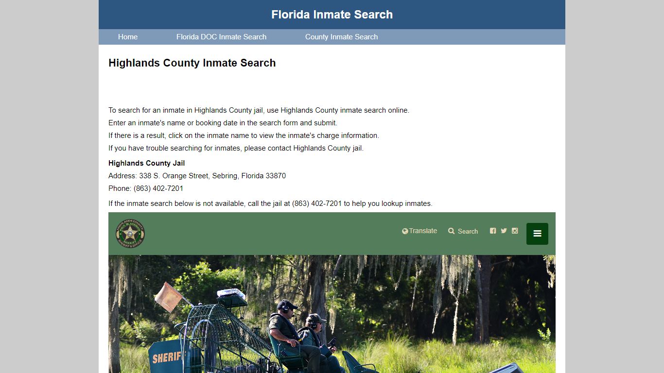 Highlands County Jail Inmate Search